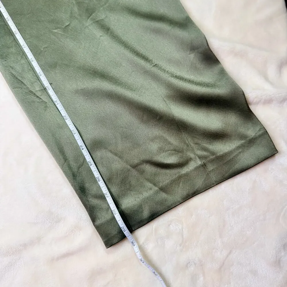 Aritzia Babaton Outgoing Satin Cargo Pants Relaxed Olive Green Women’s 8 Utility - Picture 9 of 16